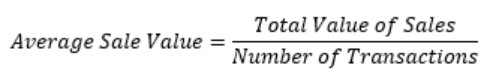 Average Sale Value Formula Average Sale Value Formula
